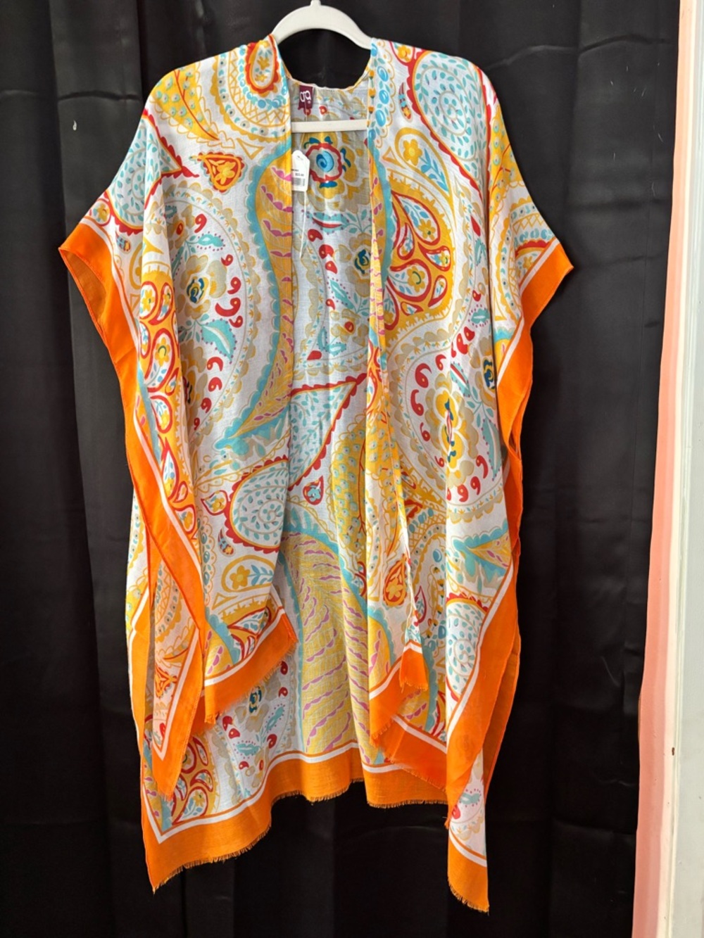 Vibrant Orange Paisley Kimono Tunic - Women Tops